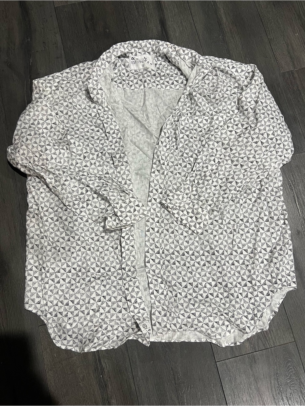 Womens Geometric Print Lightweight Shirt - White/Grey